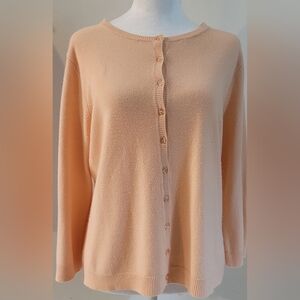 New York & Company Button Down Sweater, Size XL, Peach Button Down